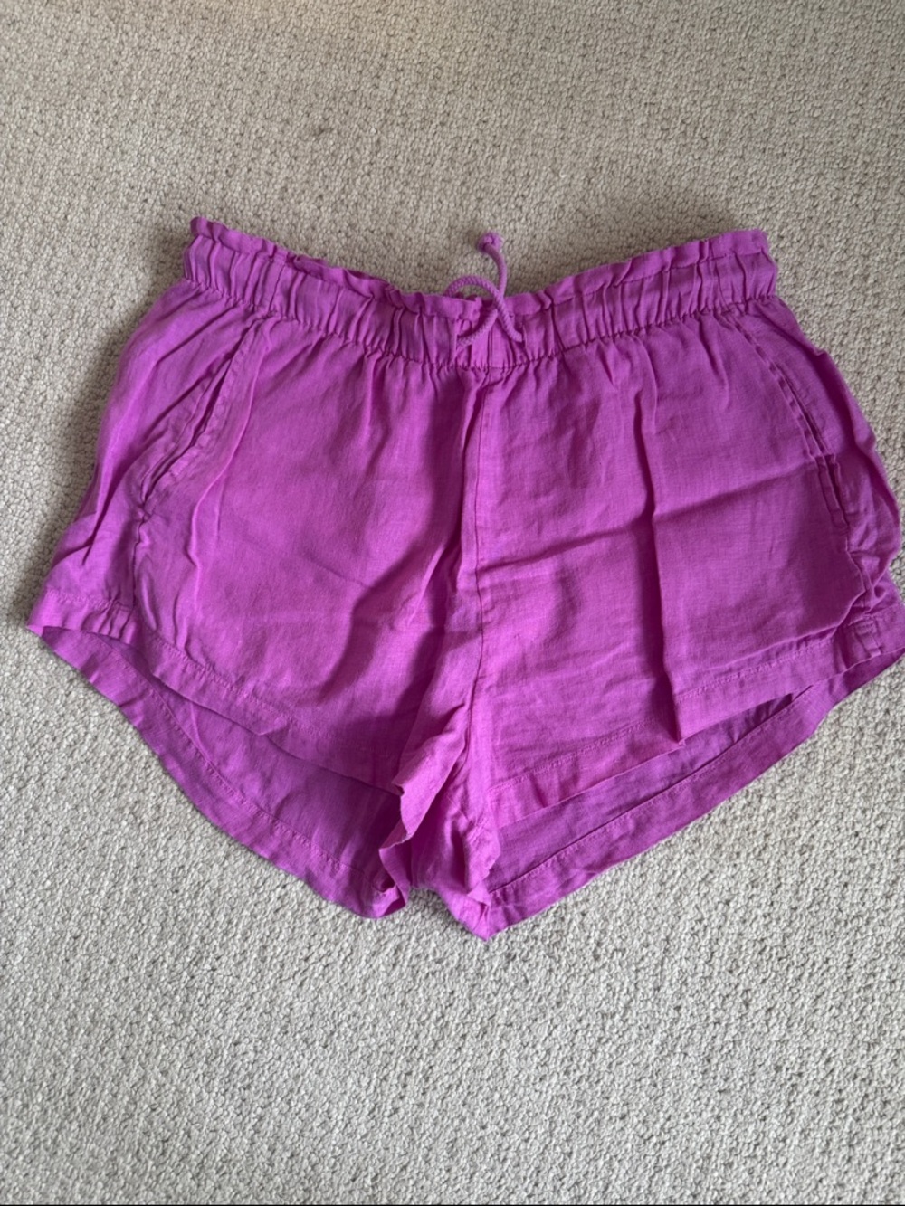 Left On Friday Vibrant Magenta Drawstring linen Shorts